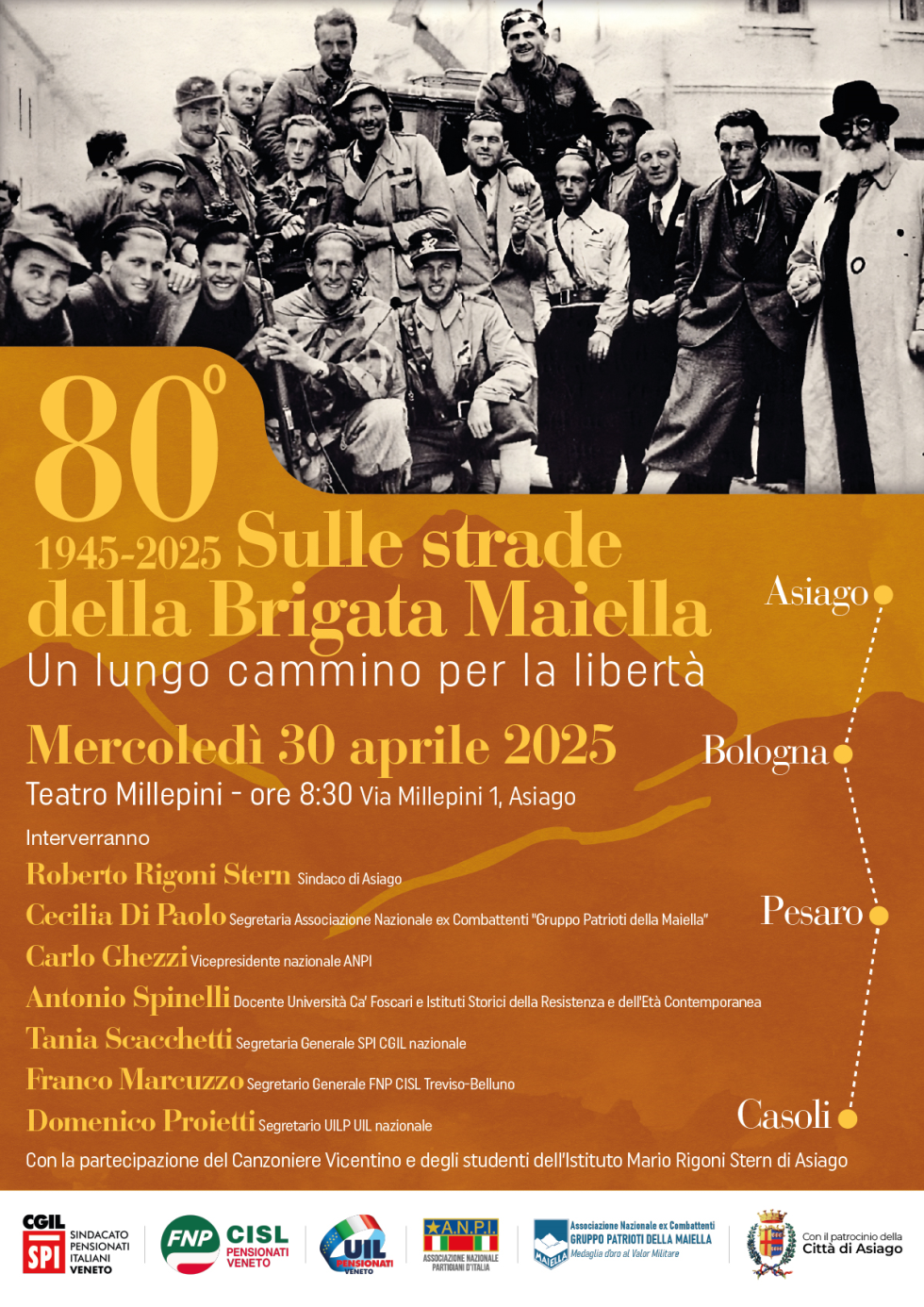Ad Asiago per celebrare gli 80 anni dalla Liberazione dal regime nazifascista