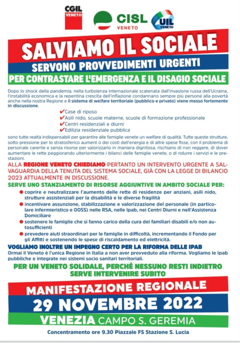 Manifestazione regionale “Salviamo il sociale!”