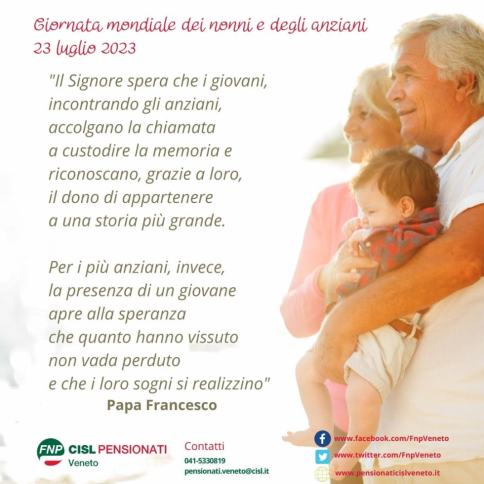 Il “passaggio generazionale” al centro della Giornata Mondiale dei Nonni e degli Anziani 2023