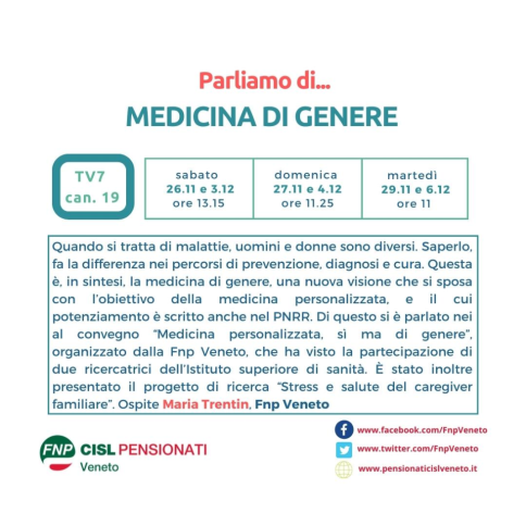 Su TV7 parliamo di medicina di genere e medicina personalizzata