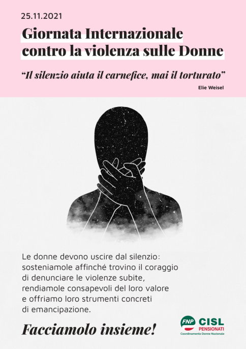 25 novembre, l'appello della Fnp: donne, denunciate! E la Cisl Veneto dice «basta!»
