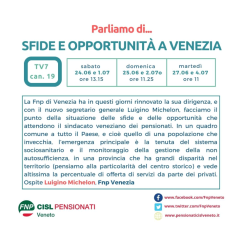 Su Tv7 parliamo di sfide e opportunità a Venezia