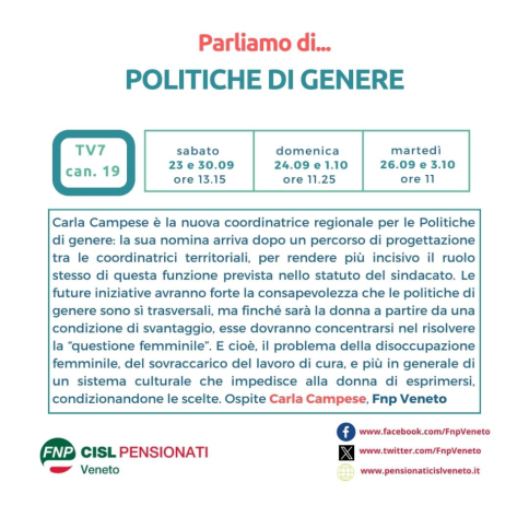 Su Tv7 parliamo di politiche di genere e questione femminile