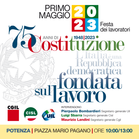 Primo Maggio, i sindacati omaggiano la Costituzione che compie 75 anni