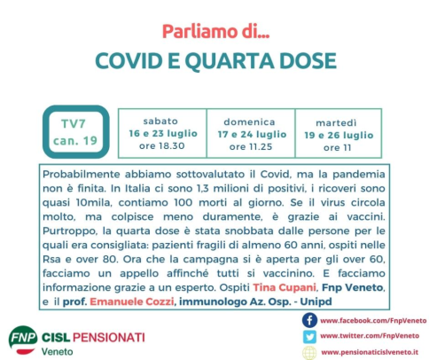 Su TV7 parliamo della quarta dose di vaccino anti Covid