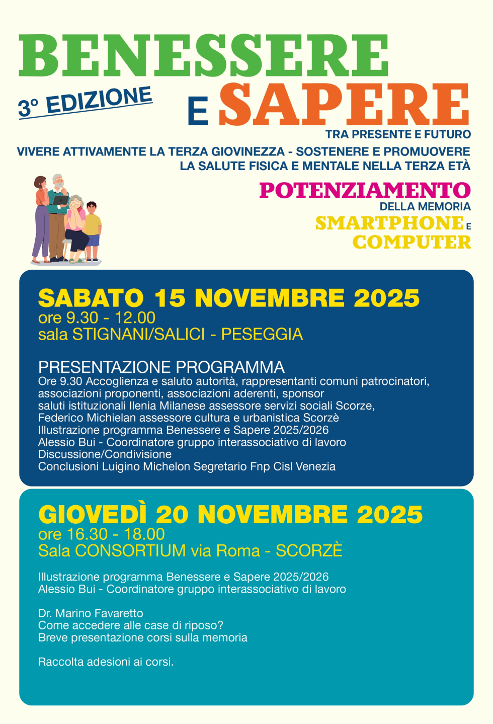 “Benessere e sapere” a Scorzè: si riparte con la terza edizione